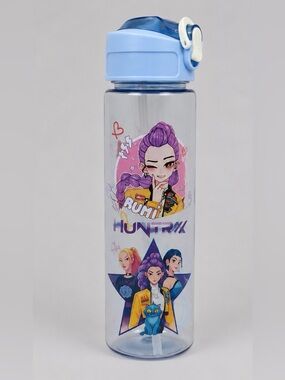KPOP Huntrix Anime Water Bottle – Blue Lid Edition | Reusable Straw Tumbler